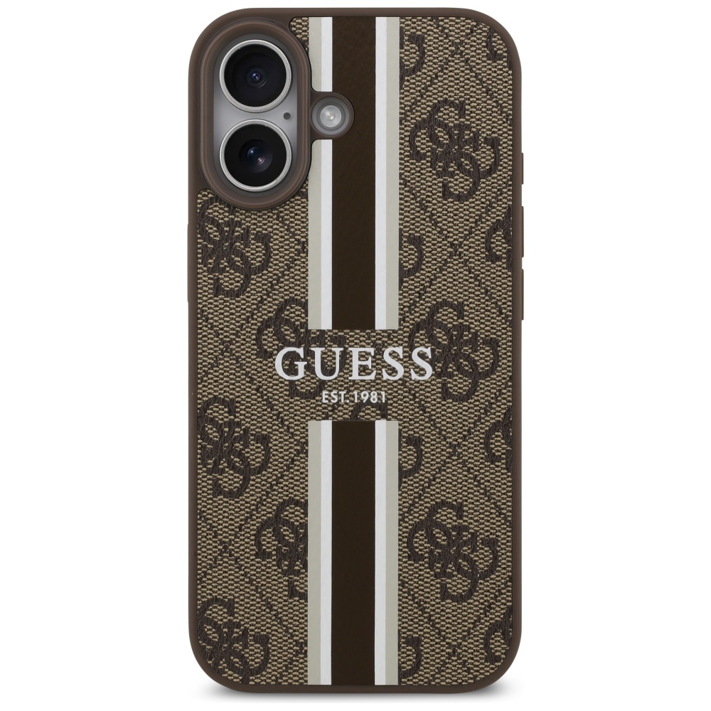 iTok webáruház - Guess Guess 4G Printed Stripes MagSafe tok iPhone 17 (barna) 3 Guess 4G Printed Stripes MagSafe case for iPhone 17 (barna)