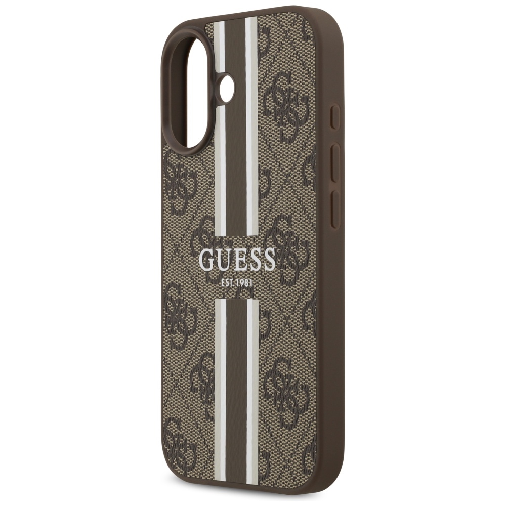 iTok webáruház - Guess Guess 4G Printed Stripes MagSafe tok iPhone 17 (barna) 6 Guess 4G Printed Stripes MagSafe case for iPhone 17 (barna)