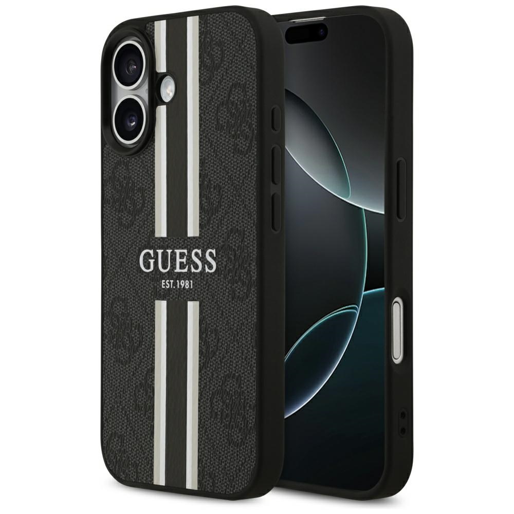 iTok webáruház - Guess Guess 4G Printed Stripes MagSafe tok iPhone 17-hez (fekete) 1 Guess 4G Printed Stripes MagSafe case for iPhone 17 (fekete)