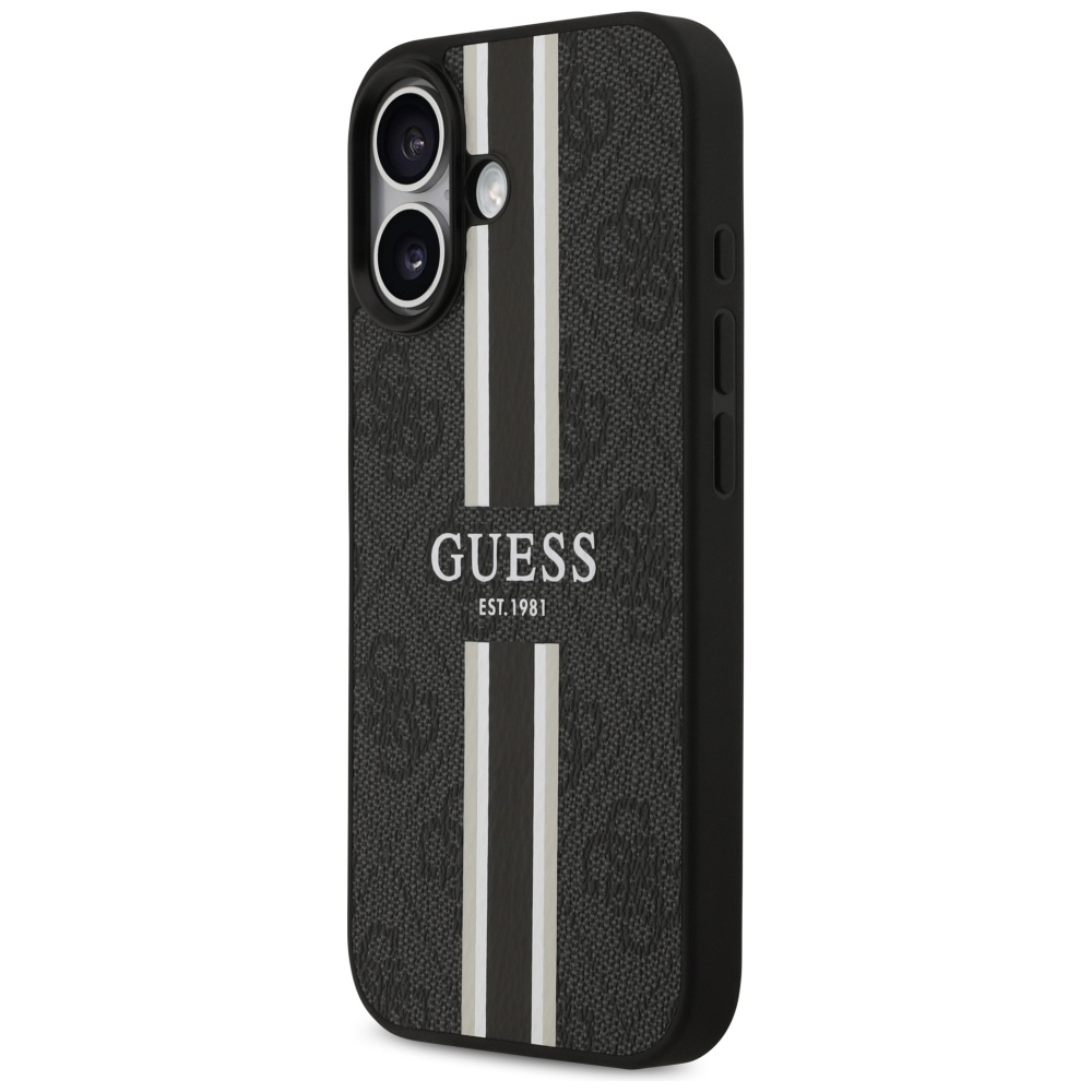 iTok webáruház - Guess Guess 4G Printed Stripes MagSafe tok iPhone 17-hez (fekete) 2 Guess 4G Printed Stripes MagSafe case for iPhone 17 (fekete)