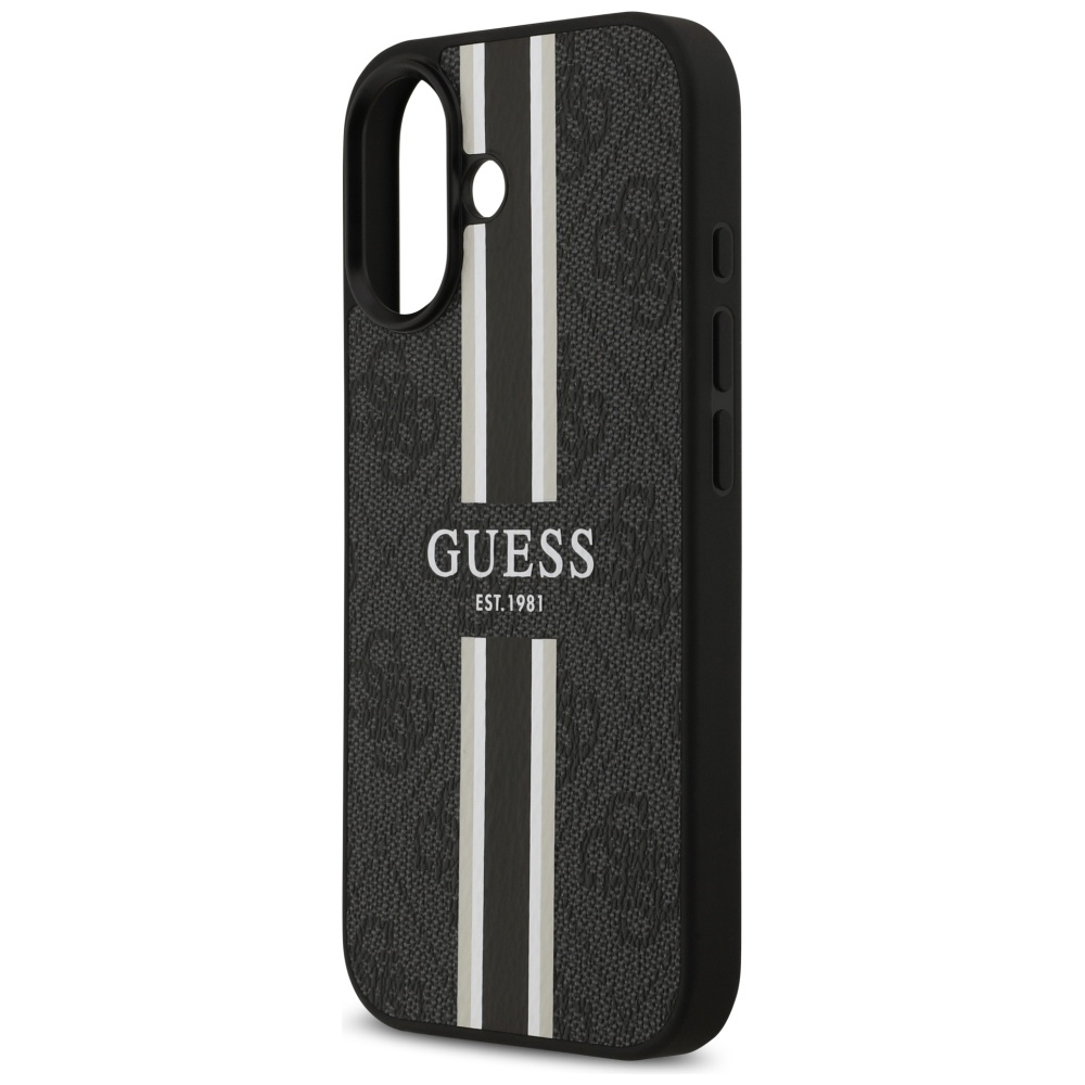 iTok webáruház - Guess Guess 4G Printed Stripes MagSafe tok iPhone 17-hez (fekete) 6 Guess 4G Printed Stripes MagSafe case for iPhone 17 (fekete)