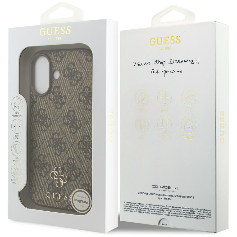 iTok webáruház - Guess Guess 4G Small Classic Logo MagSafe tok iPhone 17-hez (barna) 8 Guess 4G Small Classic Logo MagSafe Case for iPhone 17 (barna)
