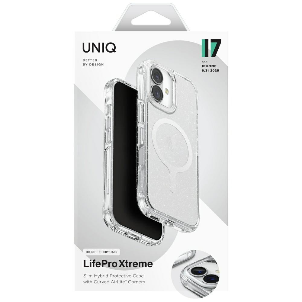 iTok webáruház - Uniq Uniq LifePro Xtreme Magclick tok iPhone 17-hez (átlátszó-csillámos) 6 Uniq LifePro Xtreme Magclick Charging Case for iPhone 17 (átlátszó-csillámos)