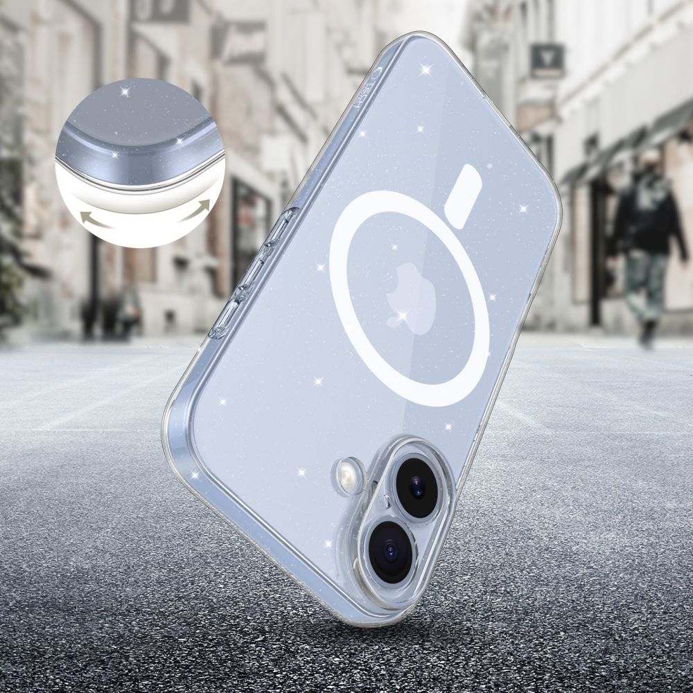 iTok webáruház - Tech-Protect Tech-Protect FlexAir MagSafe tok iPhone 17-hez (átlátszó csillámos) 5 Tech-Protect FlexAir MagSafe Case for iPhone 17 (átlátszó csillámos)