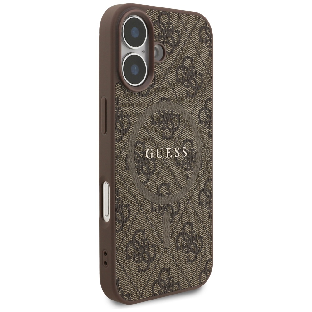iTok webáruház - Guess Guess 4G Ring Classic Logo MagSafe tok iPhone 17-hez (barna) 4 Guess 4G Ring Classic Logo MagSafe Case for iPhone 17 (barna)
