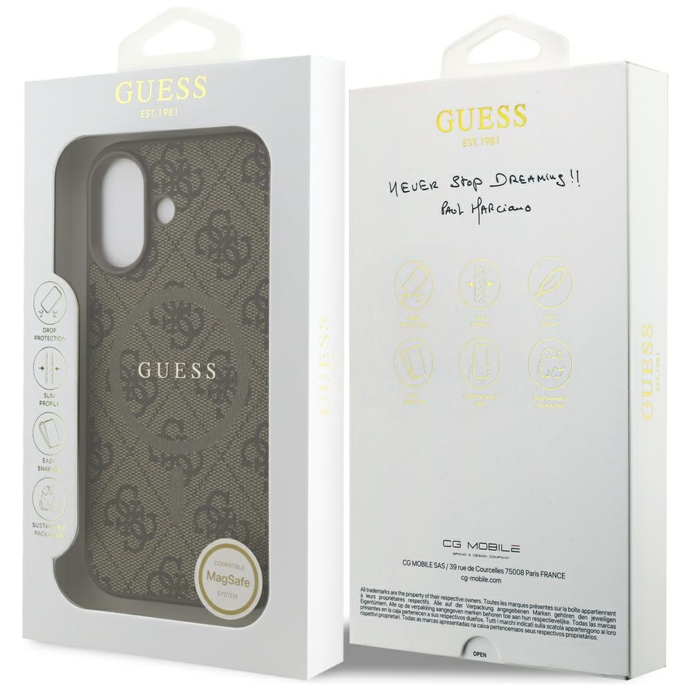 iTok webáruház - Guess Guess 4G Ring Classic Logo MagSafe tok iPhone 17-hez (barna) 8 Guess 4G Ring Classic Logo MagSafe Case for iPhone 17 (barna)