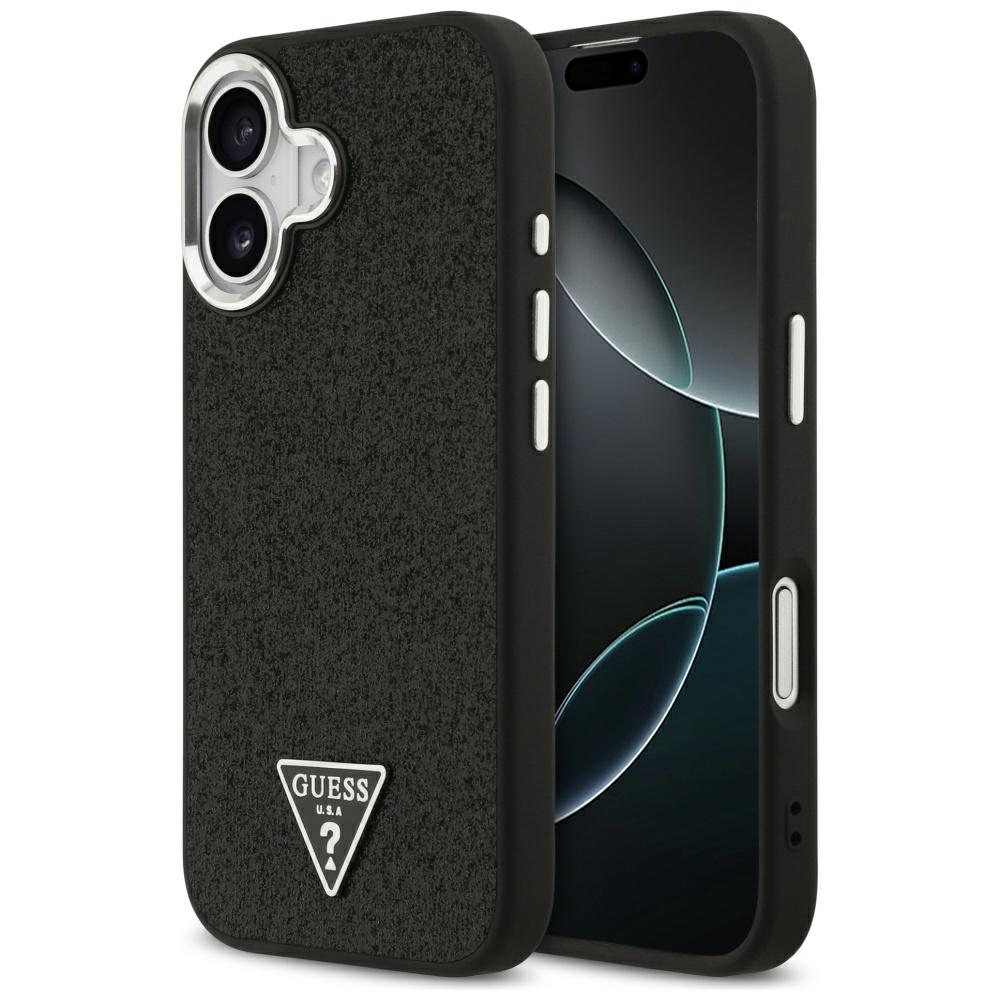 iTok webáruház - Guess Guess Glitter Triangle Logo MagSafe tok iPhone 17-hez (fekete) 1 Guess Glitter Triangle Logo MagSafe Case for iPhone 17 (fekete)