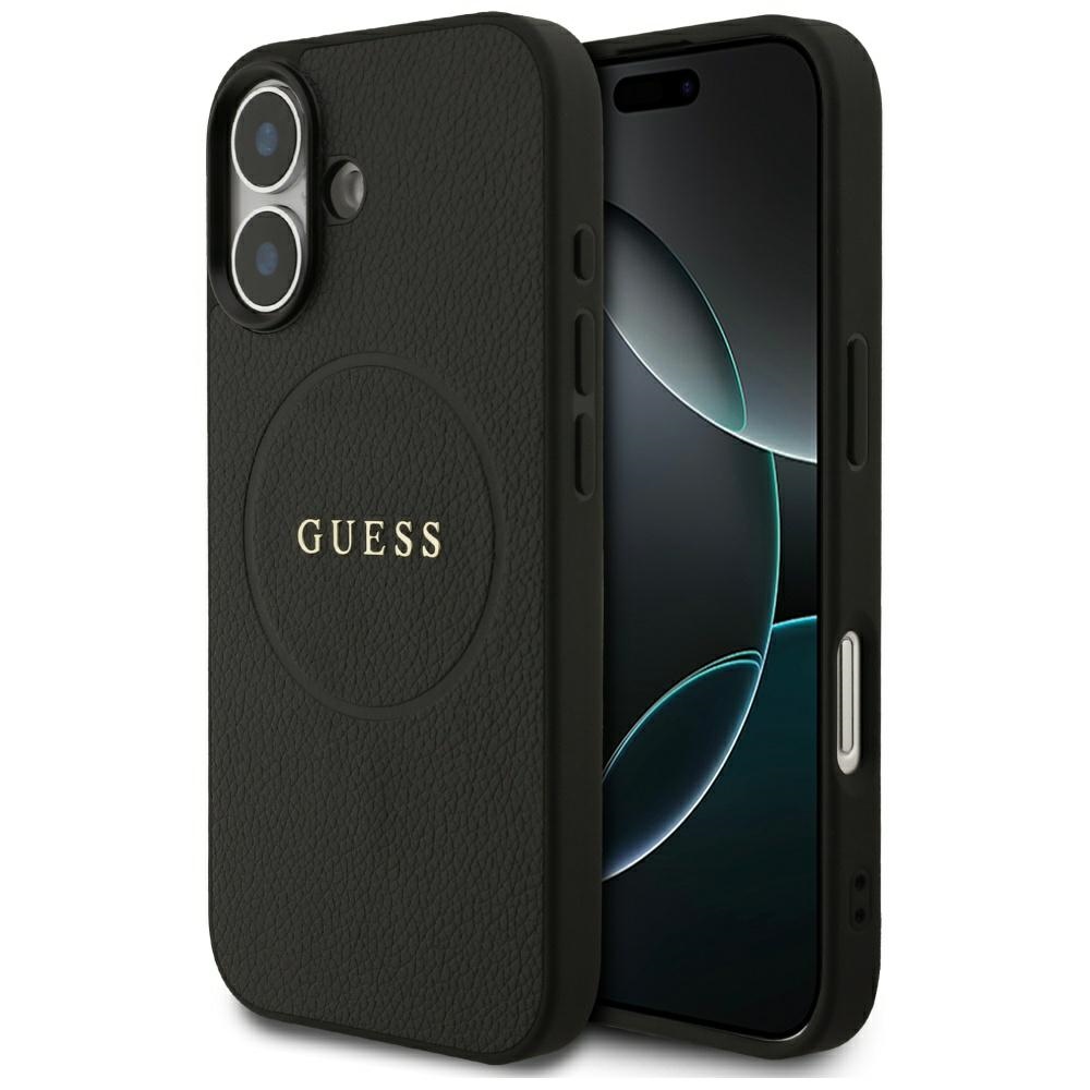 iTok webáruház - Guess Guess Grained Ring MagSafe tok iPhone 17 (fekete) 1 Guess Grained Ring MagSafe case for iPhone 17 (fekete)