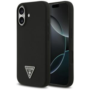 Guess Silicone Triangle Logo MagSafe tok iPhone 17-hez (fekete)