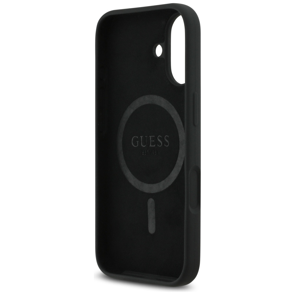 iTok webáruház - Guess Guess Silicone Triangle Logo MagSafe tok iPhone 17-hez (fekete) 7 Guess Silicone Triangle Logo MagSafe Case for iPhone 17 (fekete)