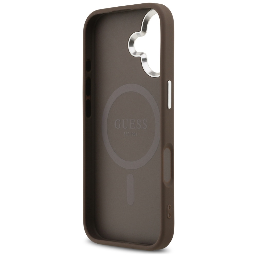 iTok webáruház - Guess Guess 4G Classic Logo MagSafe tok iPhone 17-hez (barna) 7 Guess 4G Classic Logo MagSafe case for iPhone 17 (barna)