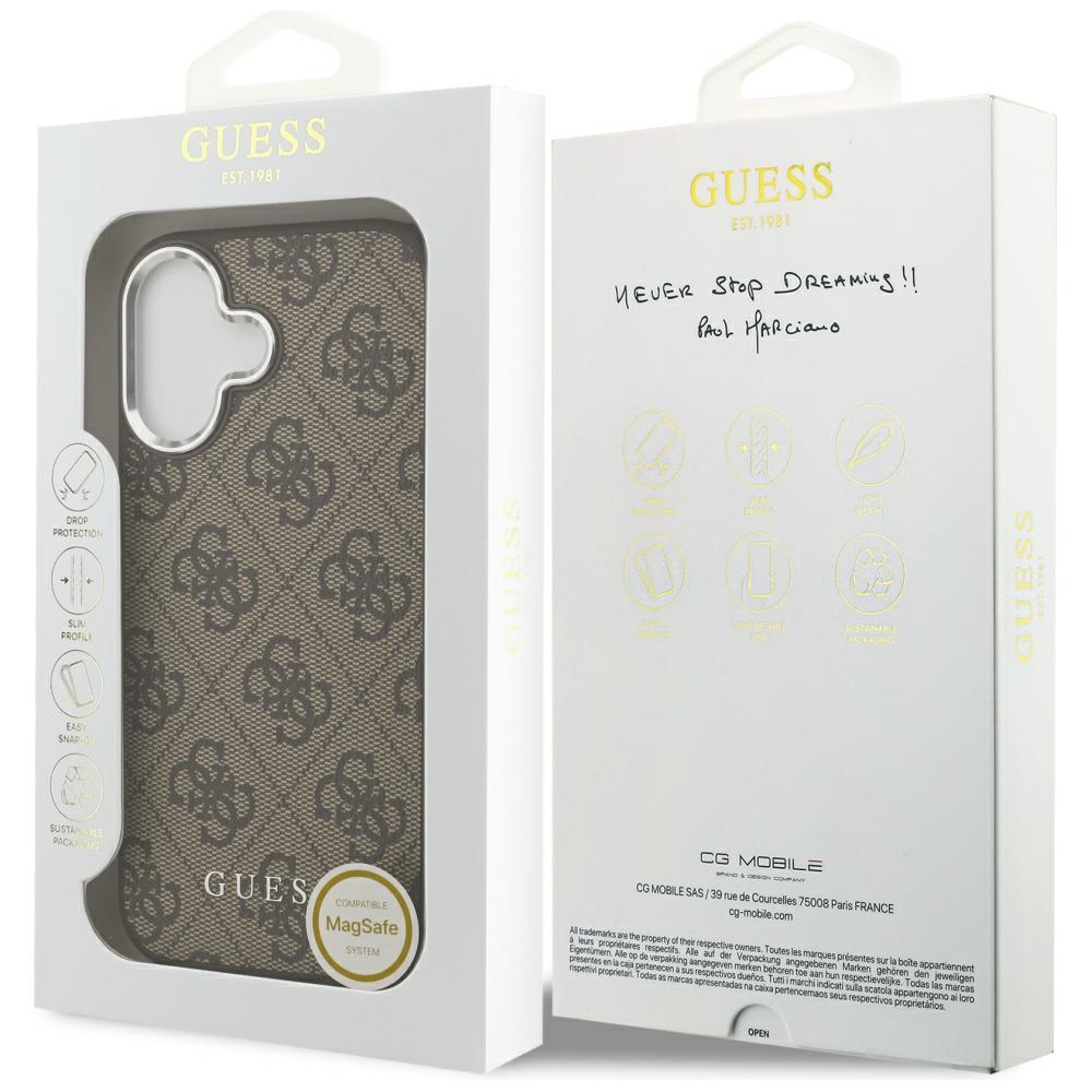 iTok webáruház - Guess Guess 4G Classic Logo MagSafe tok iPhone 17-hez (barna) 8 Guess 4G Classic Logo MagSafe case for iPhone 17 (barna)
