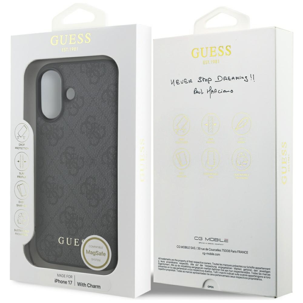 iTok webáruház - Guess Guess 4G Charms Collection MagSafe tok iPhone 17-hez (fekete) 7 Guess 4G Charms Collection MagSafe case for iPhone 17 (fekete)