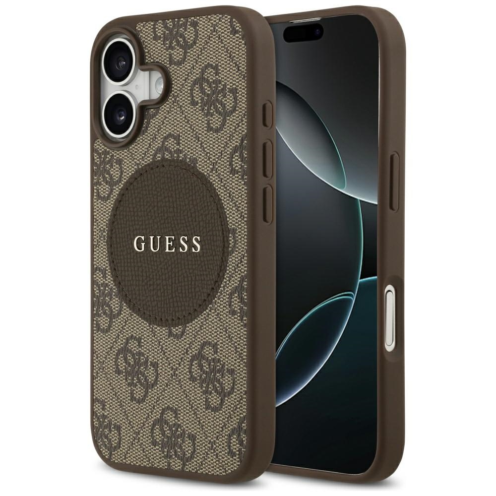iTok webáruház - Guess Guess 4G Circle Classic Logo MagSafe tok iPhone 17-hez (barna) 1 Guess 4G Circle Classic Logo MagSafe case for iPhone 17 (barna)