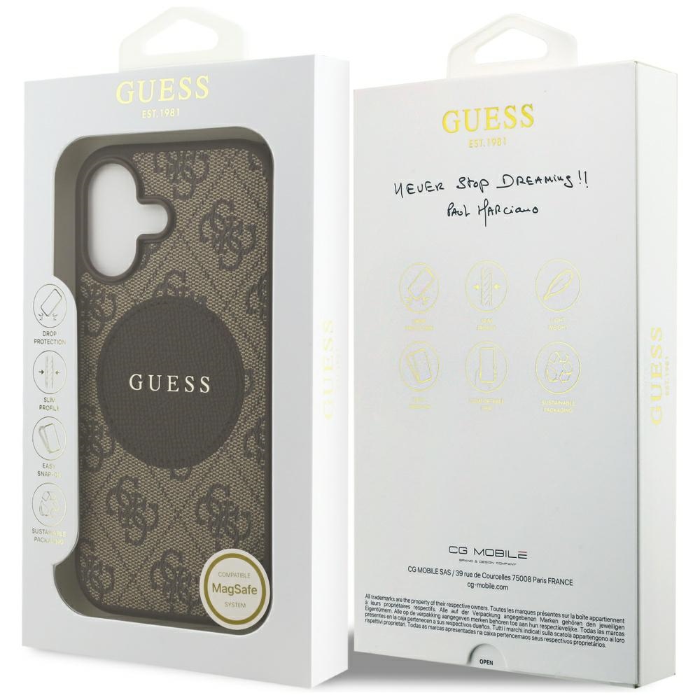 iTok webáruház - Guess Guess 4G Circle Classic Logo MagSafe tok iPhone 17-hez (barna) 8 Guess 4G Circle Classic Logo MagSafe case for iPhone 17 (barna)