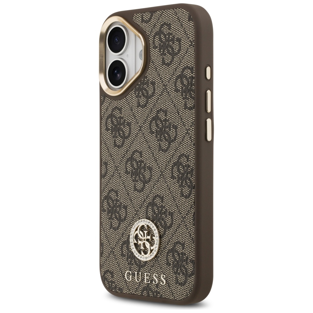 iTok webáruház - Guess Guess 4G Strass Logo MagSafe tok iPhone 17-hez (barna) 2 Guess 4G Strass Logo MagSafe case for iPhone 17 (barna)