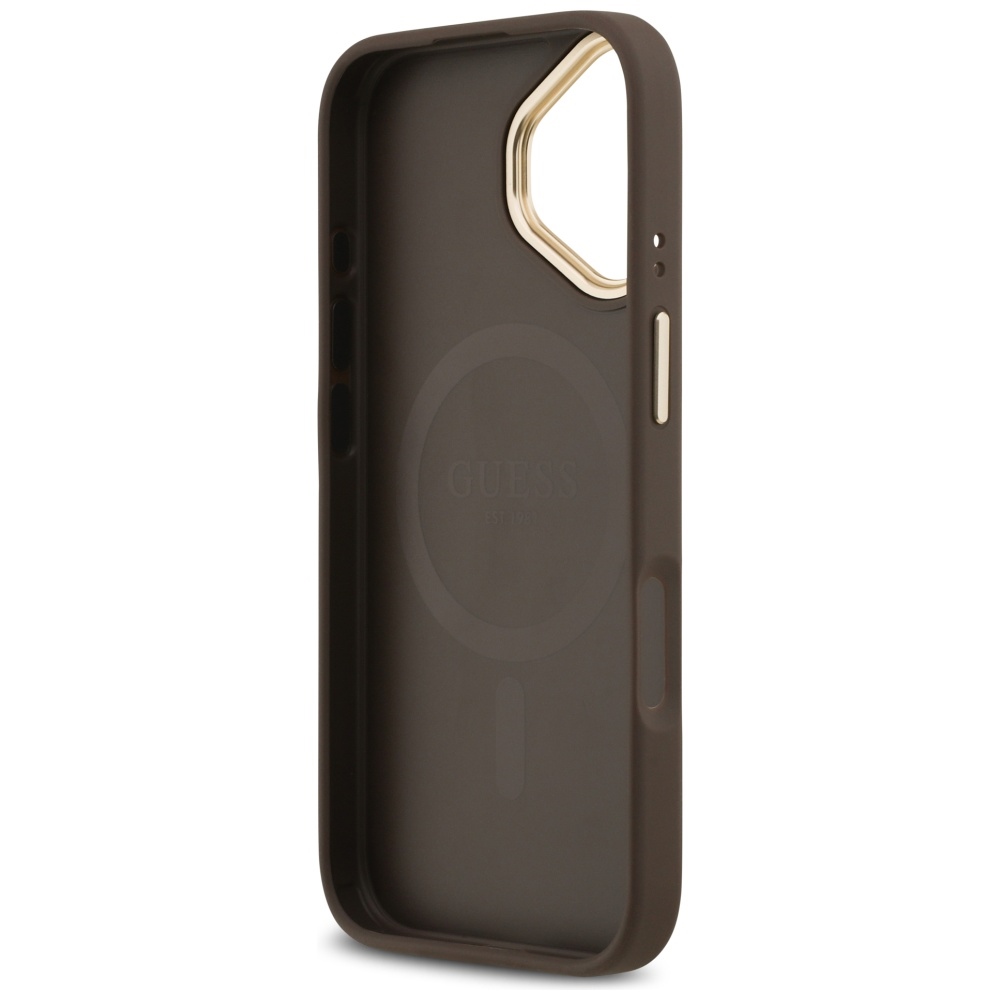 iTok webáruház - Guess Guess 4G Strass Logo MagSafe tok iPhone 17-hez (barna) 7 Guess 4G Strass Logo MagSafe case for iPhone 17 (barna)