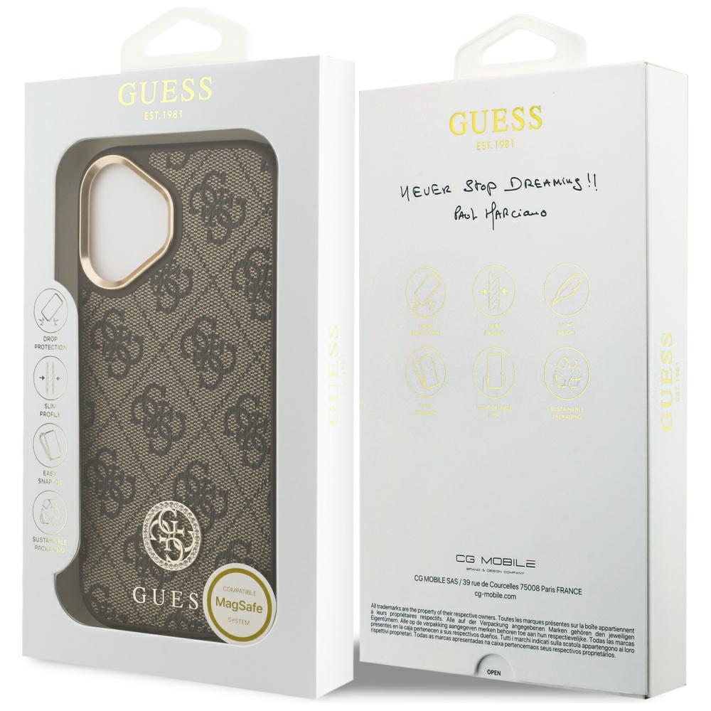iTok webáruház - Guess Guess 4G Strass Logo MagSafe tok iPhone 17-hez (barna) 8 Guess 4G Strass Logo MagSafe case for iPhone 17 (barna)