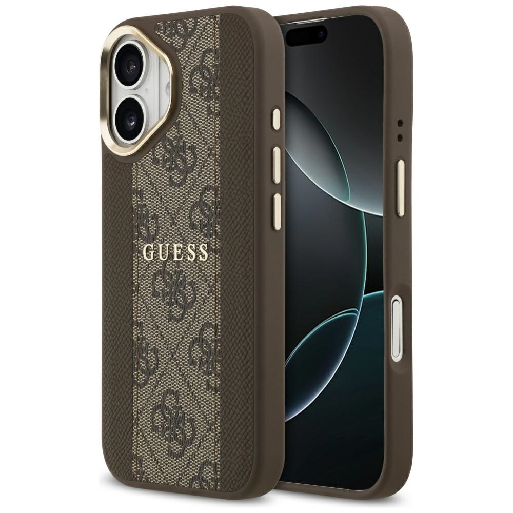 iTok webáruház - Guess Guess 4G Stripe MagSafe tok iPhone 17-hez (barna) 1 Guess 4G Stripe MagSafe case for iPhone 17 (barna)