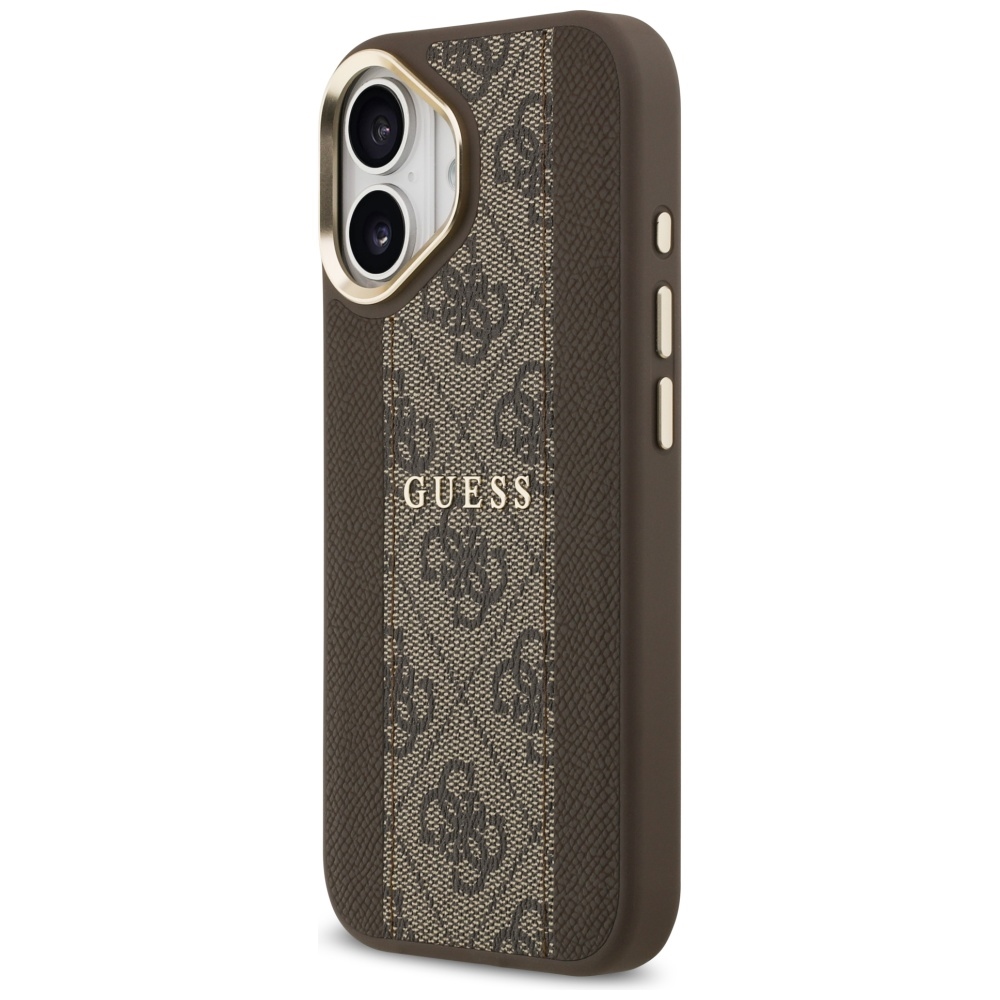 iTok webáruház - Guess Guess 4G Stripe MagSafe tok iPhone 17-hez (barna) 2 Guess 4G Stripe MagSafe case for iPhone 17 (barna)