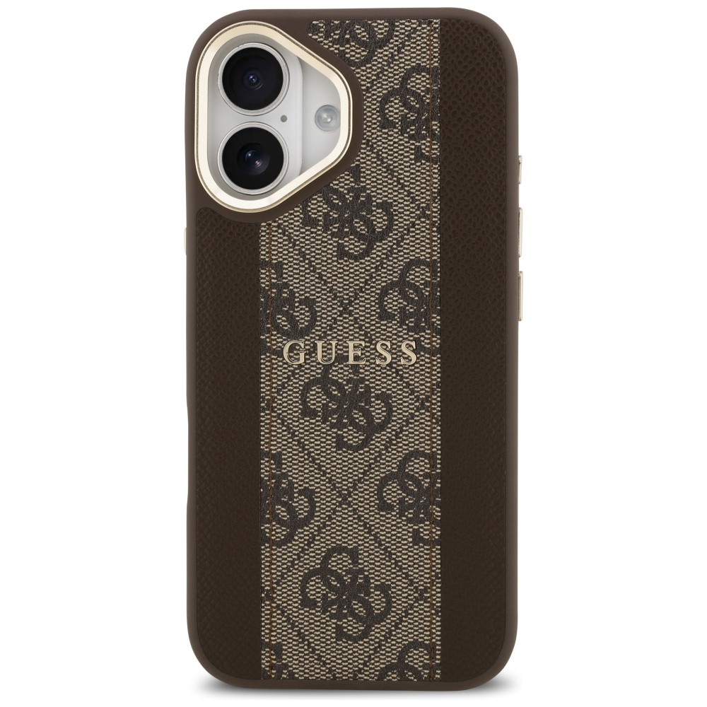 iTok webáruház - Guess Guess 4G Stripe MagSafe tok iPhone 17-hez (barna) 3 Guess 4G Stripe MagSafe case for iPhone 17 (barna)