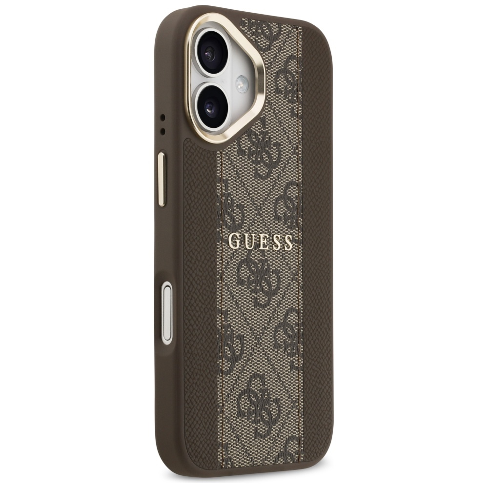 iTok webáruház - Guess Guess 4G Stripe MagSafe tok iPhone 17-hez (barna) 4 Guess 4G Stripe MagSafe case for iPhone 17 (barna)