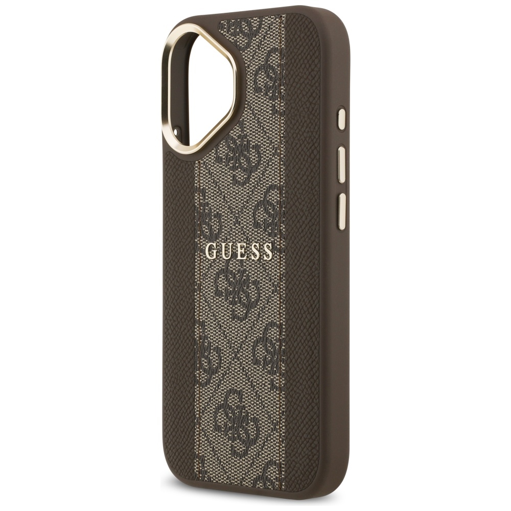 iTok webáruház - Guess Guess 4G Stripe MagSafe tok iPhone 17-hez (barna) 6 Guess 4G Stripe MagSafe case for iPhone 17 (barna)