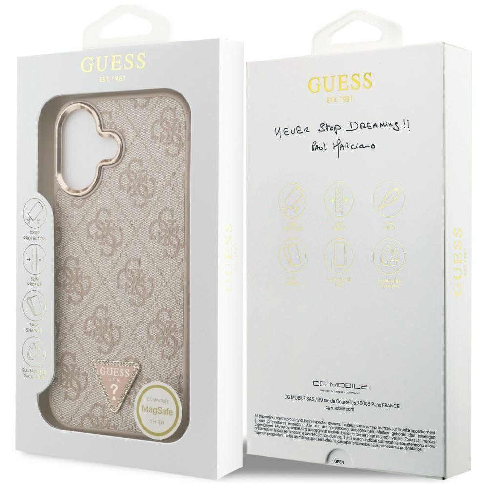 iTok webáruház - Guess Guess 4G Triangle Logo MagSafe tok iPhone 17-hez (rozéarany) 8 Guess 4G Triangle Logo MagSafe Case for iPhone 17 (rozéarany)