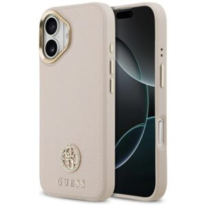 Guess Grained Strass Logo MagSafe tok iPhone 17 (rózsaszín)