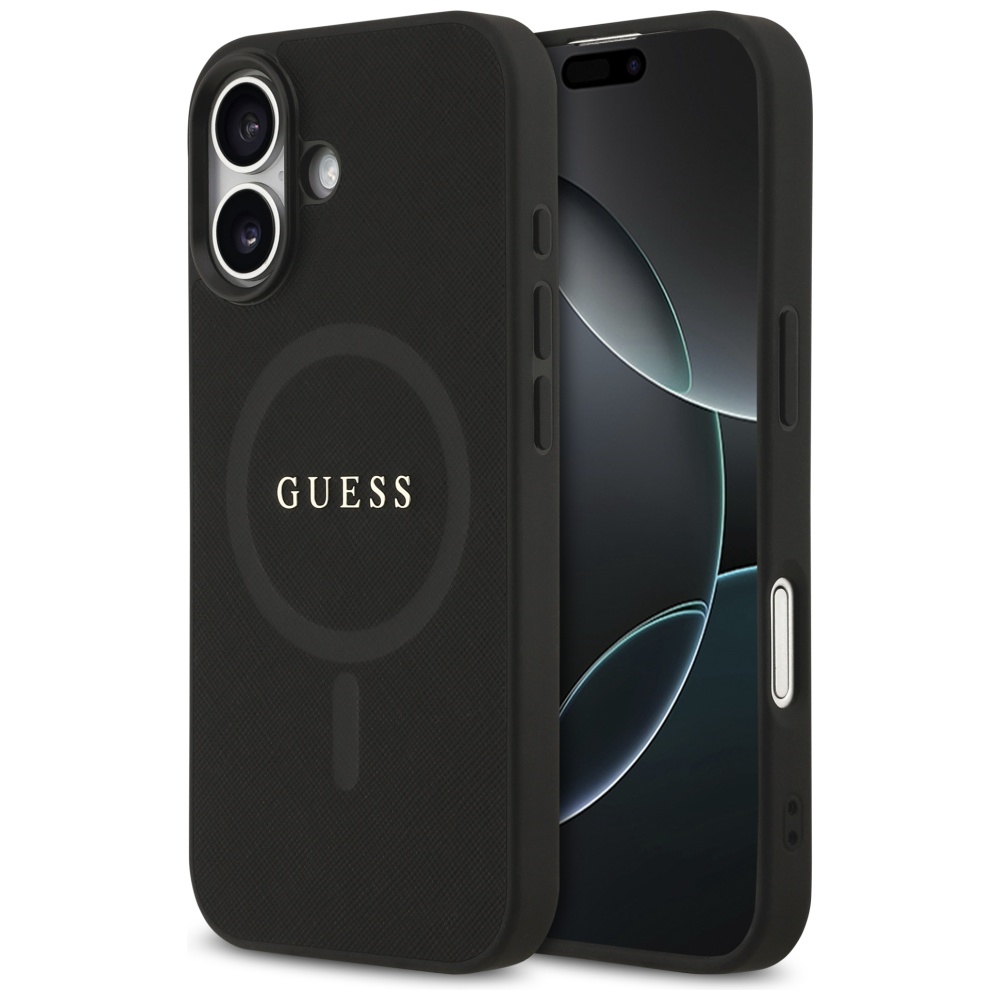 iTok webáruház - Guess Guess Saffiano Classic Logo MagSafe tok iPhone 17-hez (fekete) 1 Guess Saffiano Classic Logo MagSafe case for iPhone 17 (fekete)
