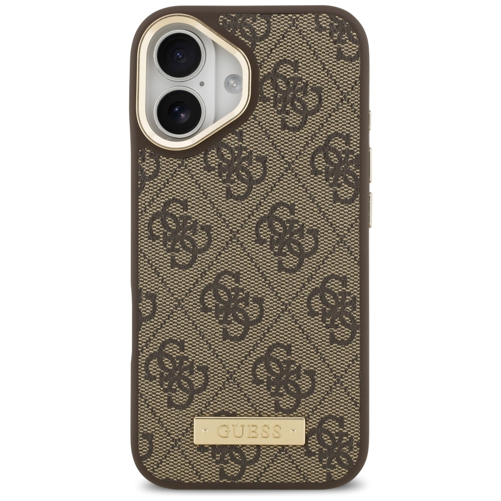 iTok webáruház - Guess Guess 4G Logo Plate MagSafe tok iPhone 17-hez (barna) 3 Guess 4G Logo Plate MagSafe case for iPhone 17 (barna)