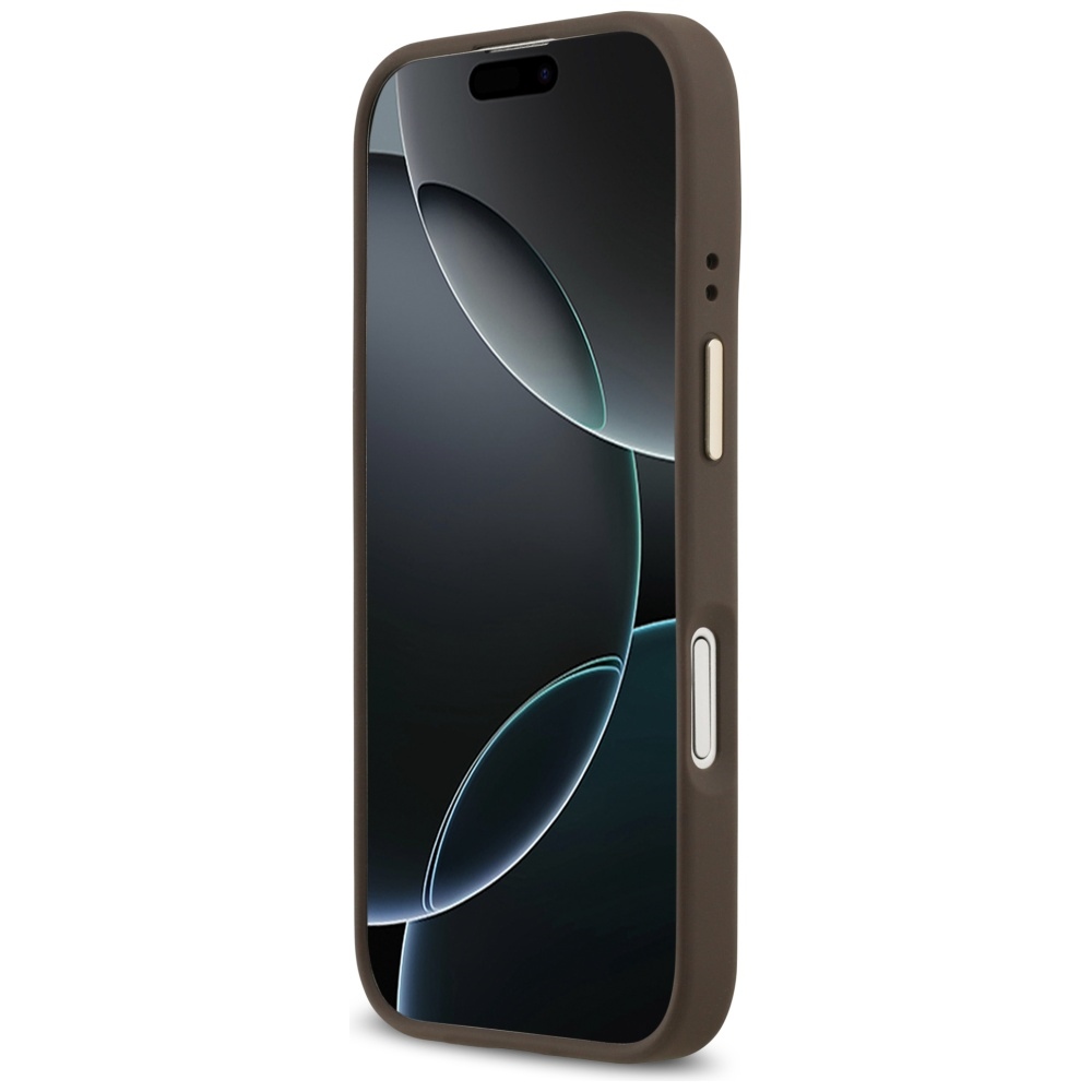 iTok webáruház - Guess Guess 4G Logo Plate MagSafe tok iPhone 17-hez (barna) 5 Guess 4G Logo Plate MagSafe case for iPhone 17 (barna)