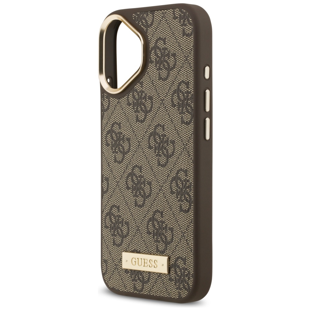 iTok webáruház - Guess Guess 4G Logo Plate MagSafe tok iPhone 17-hez (barna) 6 Guess 4G Logo Plate MagSafe case for iPhone 17 (barna)