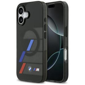 BMW M IML fémgombos, háromszínű csíkos MagSafe tok iPhone 17-hez (fekete)