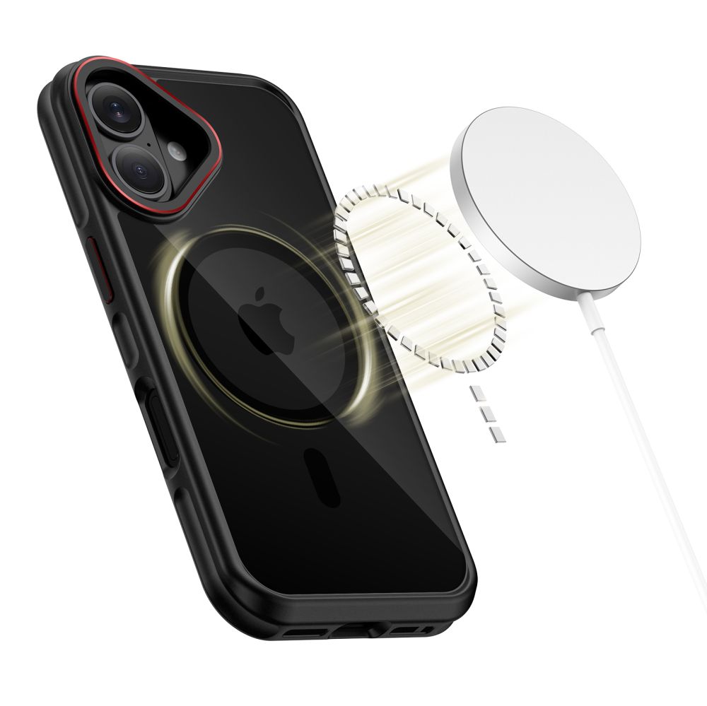 iTok webáruház - Tech-Protect Tech-Protect MagHybrid MagSafe tok iPhone 17 készülékhez (fekete-piros) 3 Tech-Protect MagHybrid MagSafe Case for iPhone 17 (fekete-piros)
