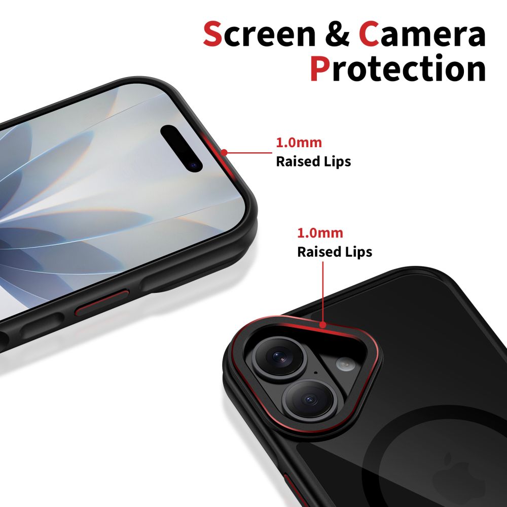 iTok webáruház - Tech-Protect Tech-Protect MagHybrid MagSafe tok iPhone 17 készülékhez (fekete-piros) 4 Tech-Protect MagHybrid MagSafe Case for iPhone 17 (fekete-piros)
