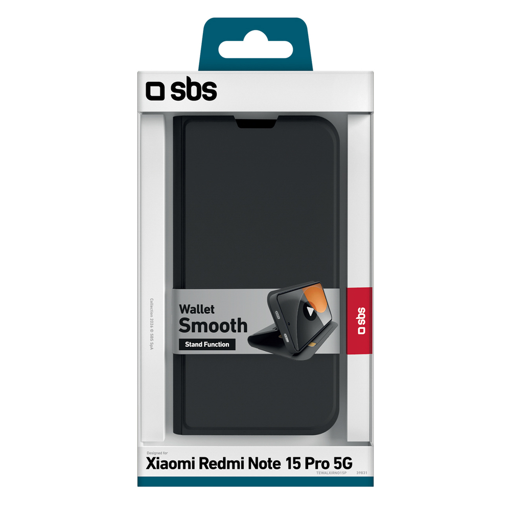 iTok webáruház - SBS SBS Wallet Smooth könyvtok Xiaomi Redmi Note 15 Pro készülékhez (fekete) 2 SBS Wallet Smooth Case for Xiaomi Redmi Note 15 Pro with Flip (fekete)