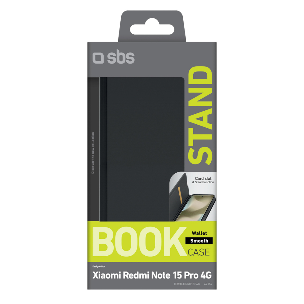 iTok webáruház - SBS Wallet Smooth flip tok Xiaomi Redmi Note 15 Pro 4G készülékhez, fekete 2 Wallet smooth for Xiaomi Redmi Note 15 Pro 4G, black