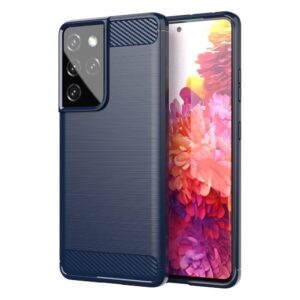 Carbon Case rugalmas TPU tok Samsung Galaxy S21 Ultra 5G készülékhez – kék