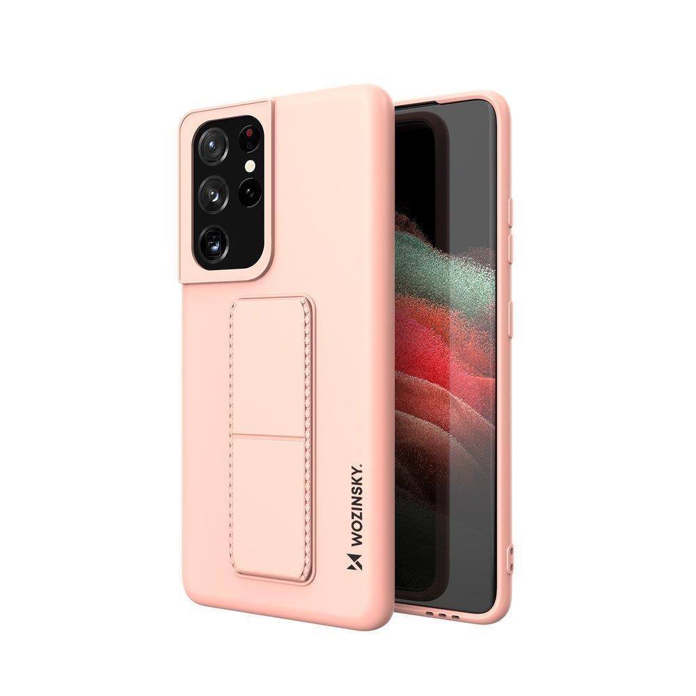 iTok webáruház - Wozinsky Wozinsky Kickstand Case tok Samsung Galaxy S21 Ultra 5G készülékhez, rózsaszín 1 Wozinsky Kickstand Case silicone case with stand Samsung Galaxy S21 Ultra 5G pink