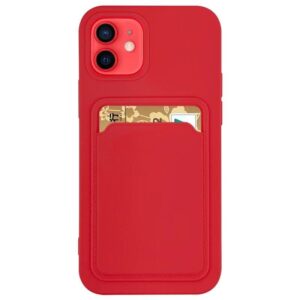 Card Case szilikon pénztárcatok kártyatartóval Samsung Galaxy S21 Ultra 5G készülékhez – piros