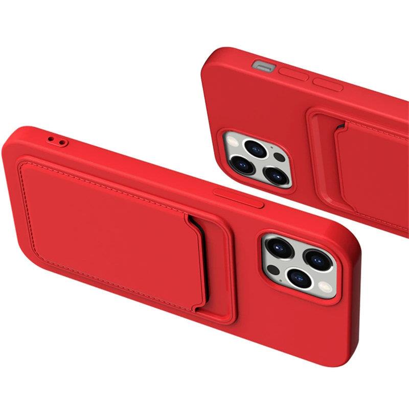iTok webáruház - Samsung Card Case szilikon pénztárcatok kártyatartóval Samsung Galaxy S21 Ultra 5G készülékhez – piros 2 Card Case Silicone Wallet Case with Card Slot Documents for Samsung Galaxy S21 Ultra 5G Red