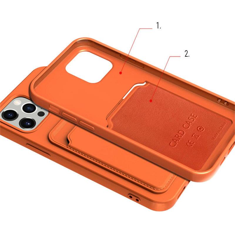 iTok webáruház - Samsung Card Case szilikon pénztárcatok kártyatartóval Samsung Galaxy S21 Ultra 5G készülékhez – piros 6 Card Case Silicone Wallet Case with Card Slot Documents for Samsung Galaxy S21 Ultra 5G Red