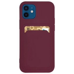 Card Case szilikon tok kártyatartóval Samsung Galaxy S21 Ultra 5G készülékhez – bordó
