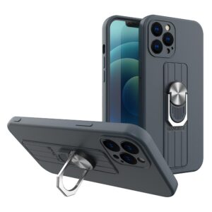 Ring Case szilikon tok forgatható gyűrűs fogóval és állvánnyal Samsung Galaxy S21 Ultra 5G készülékhez – sötétkék