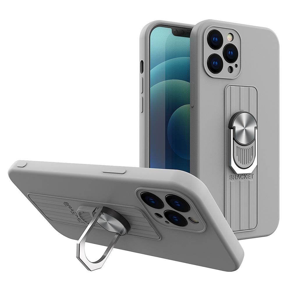 iTok webáruház - Samsung Ring Case szilikon tok Samsung Galaxy S21 Ultra 5G készülékhez, ezüst 1 Ring Case silicone case with finger grip and stand for Samsung Galaxy S21 Ultra 5G silver