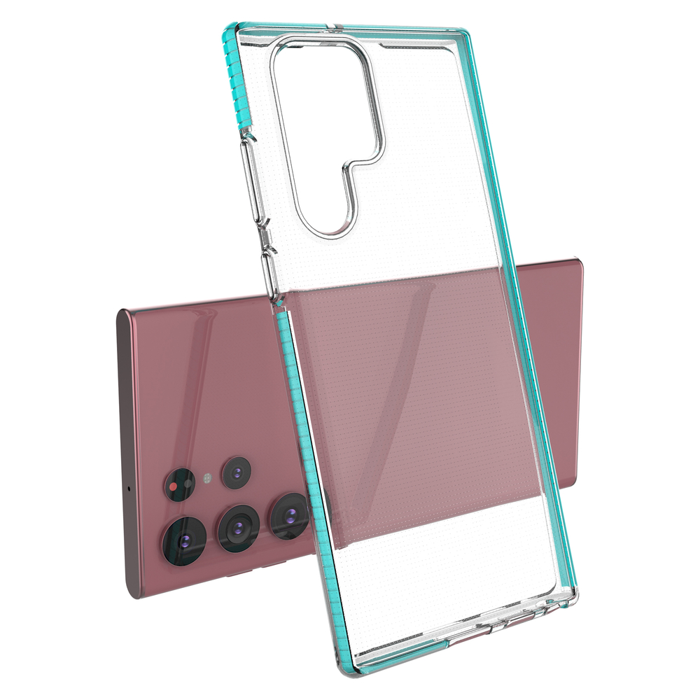 iTok webáruház - Samsung Spring Case tok Samsung Galaxy S22 Ultra készülékhez, világos rózsaszín 3 Spring Case cover gel cover with colored frame for Samsung Galaxy S22 Ultra light pink