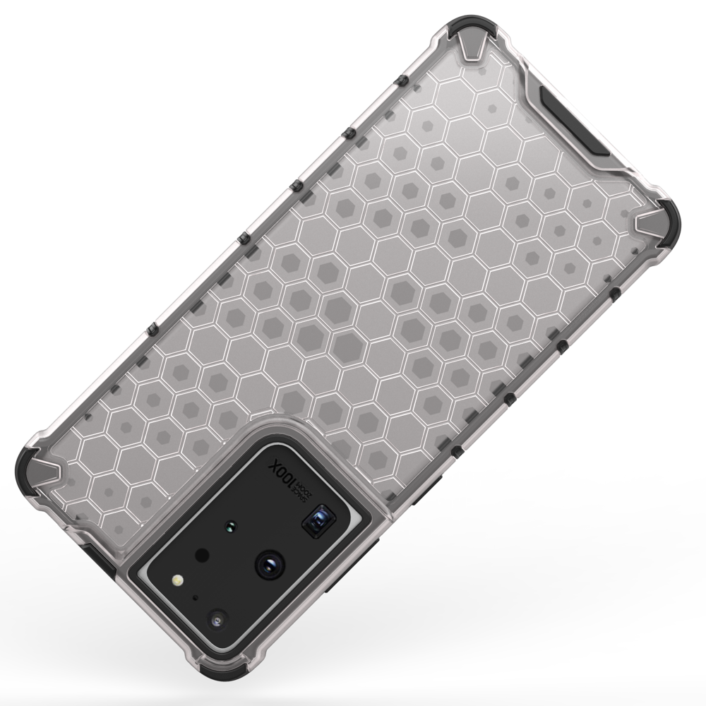 iTok webáruház - Samsung Honeycomb méhsejt mintás páncéltok Samsung Galaxy S22 Ultra készülékhez – kék 5 Honeycomb case armored cover with a gel frame for Samsung Galaxy S22 Ultra blue