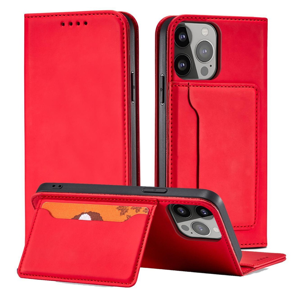 iTok webáruház - Samsung Magnet Card Case case for Samsung Galaxy S23+ flip cover wallet stand red 2 Magnet Card Case case for Samsung Galaxy S23+ flip cover wallet stand red