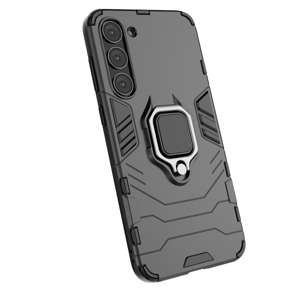iTok webáruház - Samsung Ring Armor case for Samsung Galaxy S23+ armored cover magnetic holder ring black 3 Ring Armor case for Samsung Galaxy S23+ armored cover magnetic holder ring black